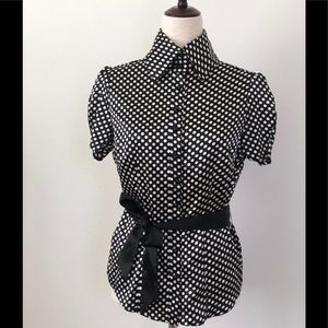 BCBG polka dot high collar top,new